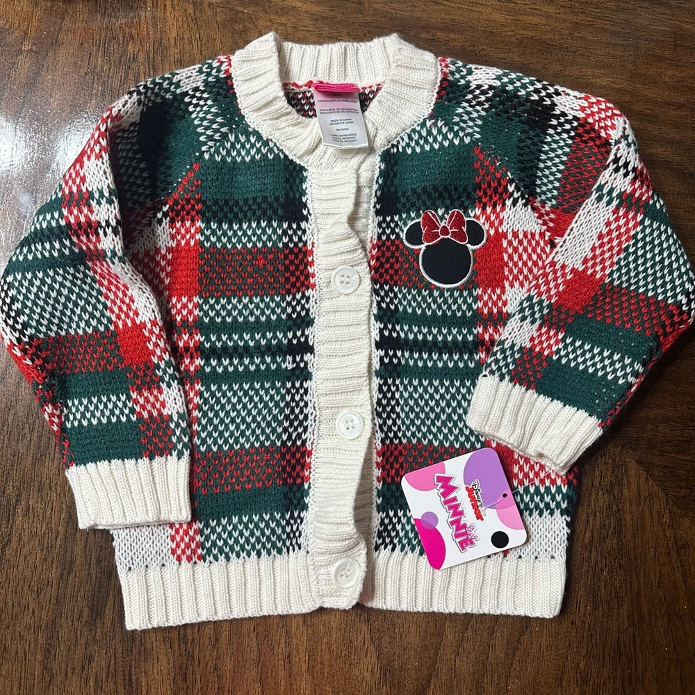 Disney Minnie Mouse Kids Sweater - Red, Green, Cream - 18 months